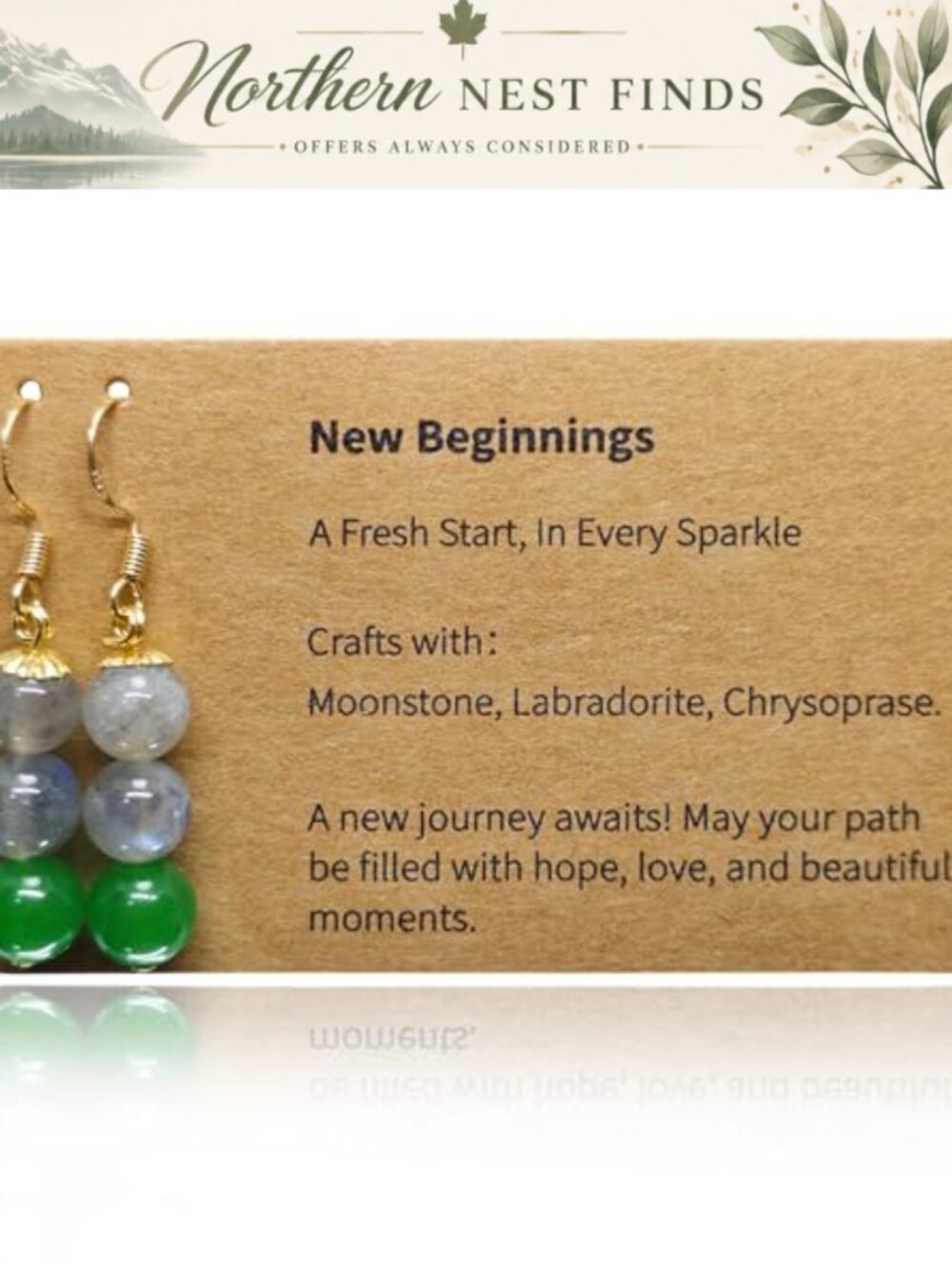 Handmade Natural Gemstone Drop Earrings 8mm Hypoallergenic